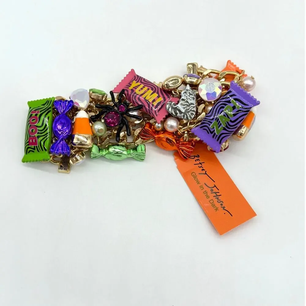 Betsey Johnson Halloween Candy Statement Bracelet Glow In The Dark NEW